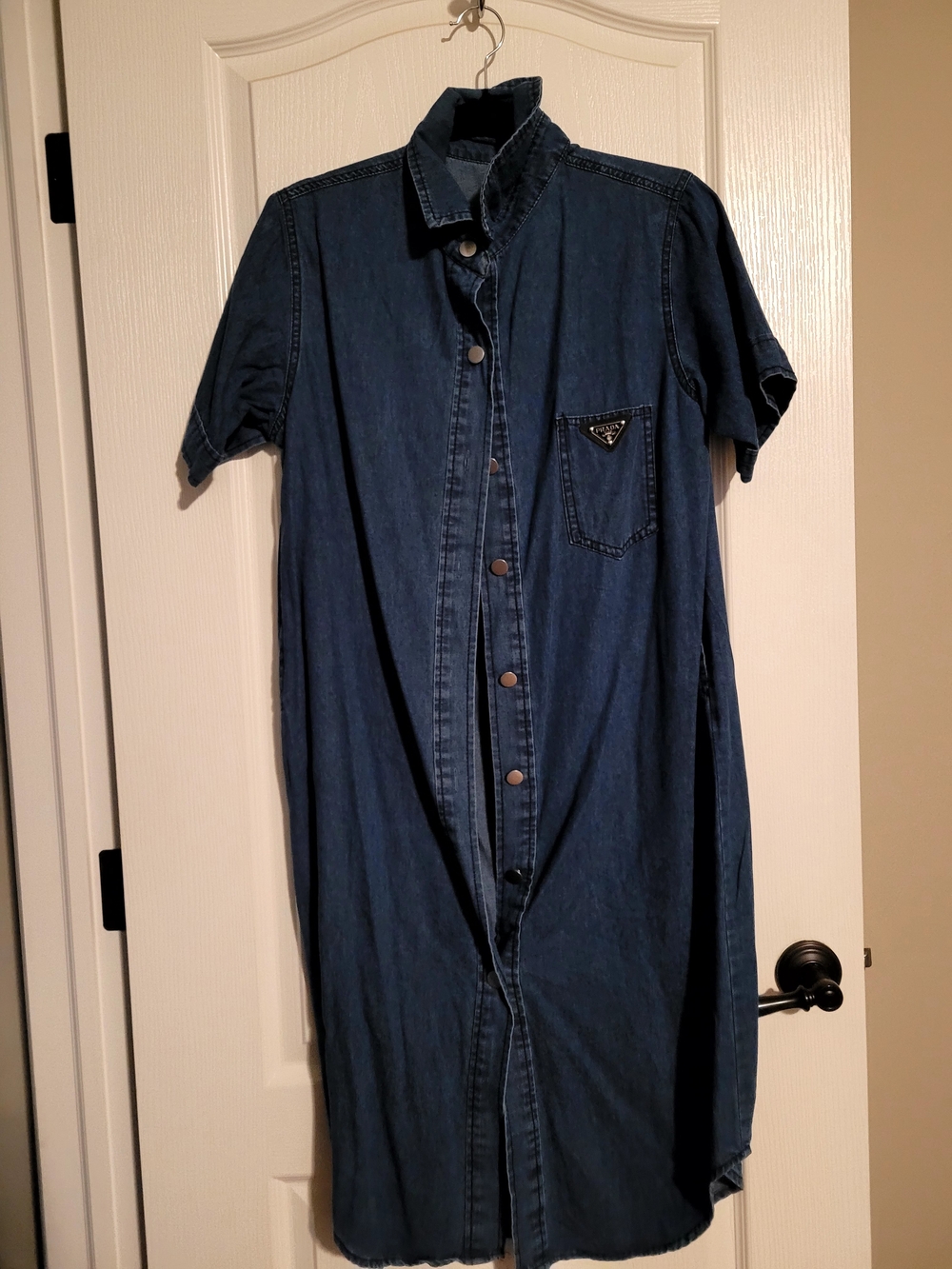 Prada Dark Blue Denim Midi Shirt Dress
